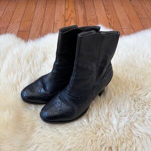 Genuine Leather Black Ankle Boots